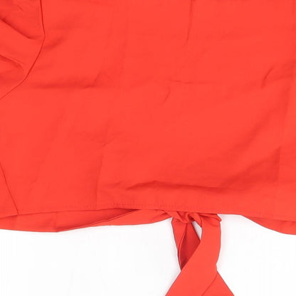Womens UK Size M Preworn Orange Cropped Blouse