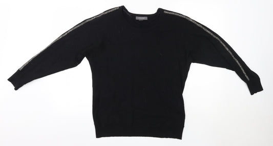 Primark Womens Black Round Neck  Viscose Pullover Jumper Size M