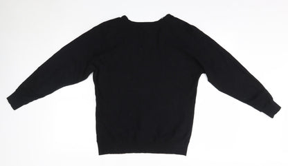 Primark Womens Black Round Neck  Viscose Pullover Jumper Size M