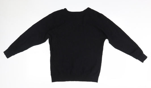 Primark Womens Black Round Neck  Viscose Pullover Jumper Size M