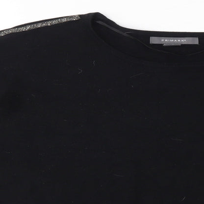 Primark Womens Black Round Neck  Viscose Pullover Jumper Size M