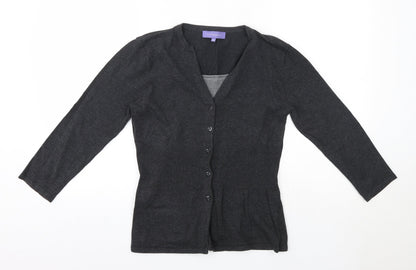 Autonomy Womens Grey Round Neck  Cotton Cardigan Jumper Size 12