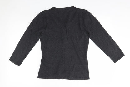 Autonomy Womens Grey Round Neck  Cotton Cardigan Jumper Size 12