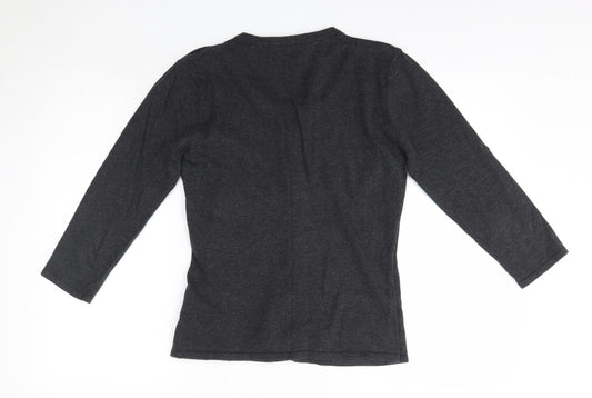 Autonomy Womens Grey Round Neck  Cotton Cardigan Jumper Size 12