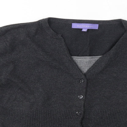 Autonomy Womens Grey Round Neck  Cotton Cardigan Jumper Size 12