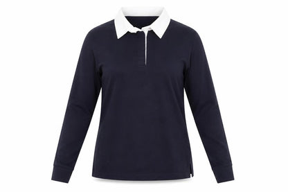 Front view of Front Row women’s blue collared 100% cotton jumper, size L