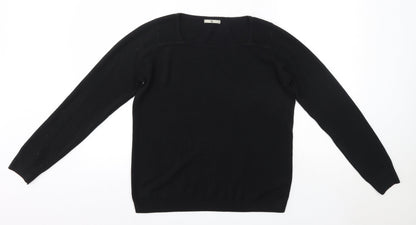 TU Womens Black Square Neck  Acrylic Pullover Jumper Size 14