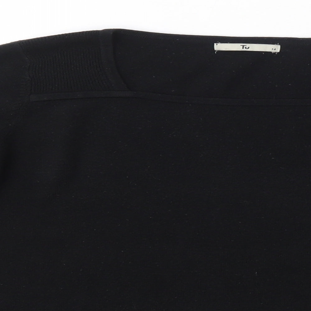 TU Womens Black Square Neck  Acrylic Pullover Jumper Size 14