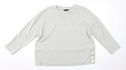 F&F Womens Grey Round Neck  Polyester Pullover Jumper Size 14