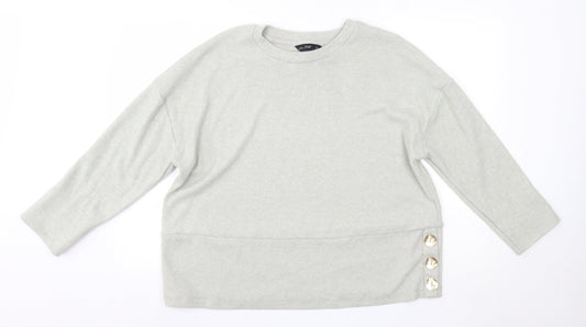 F&F Womens Grey Round Neck  Polyester Pullover Jumper Size 14