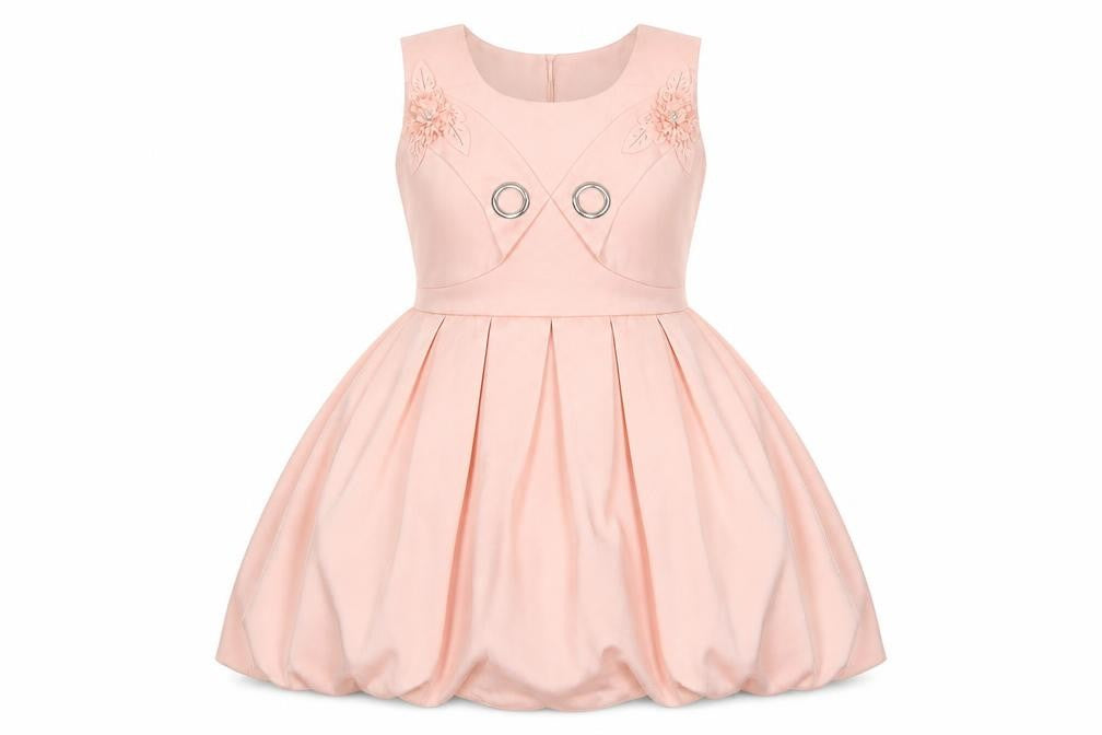 Front view of Saimon Collection women’s pink fit & flare, size UK 10, round neck