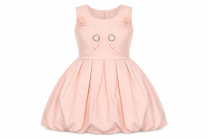 Front view of Saimon Collection women’s pink fit & flare, size UK 10, round neck