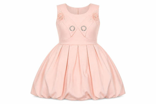 Front view of Saimon Collection women’s pink fit & flare, size UK 10, round neck