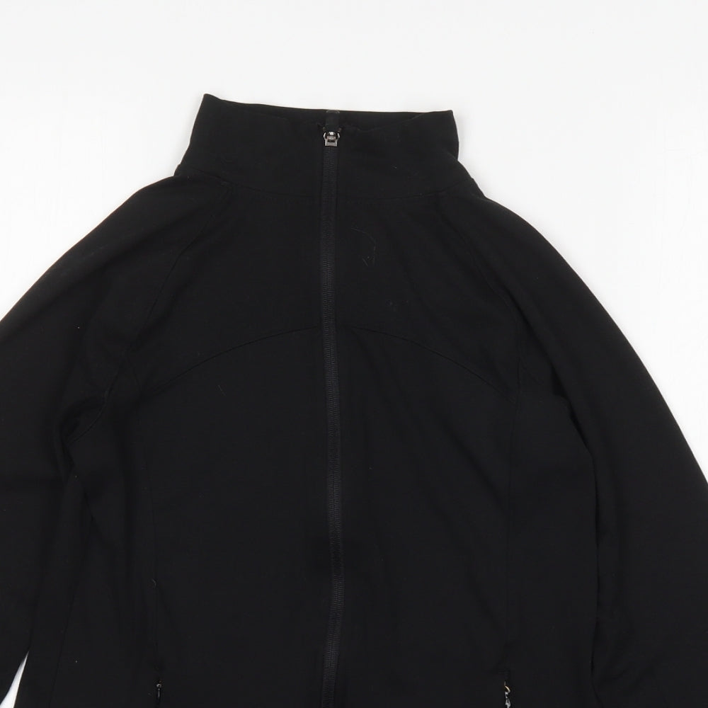 Close-up detail of Primark women’s black polyester full zip sweatshirt, size XS