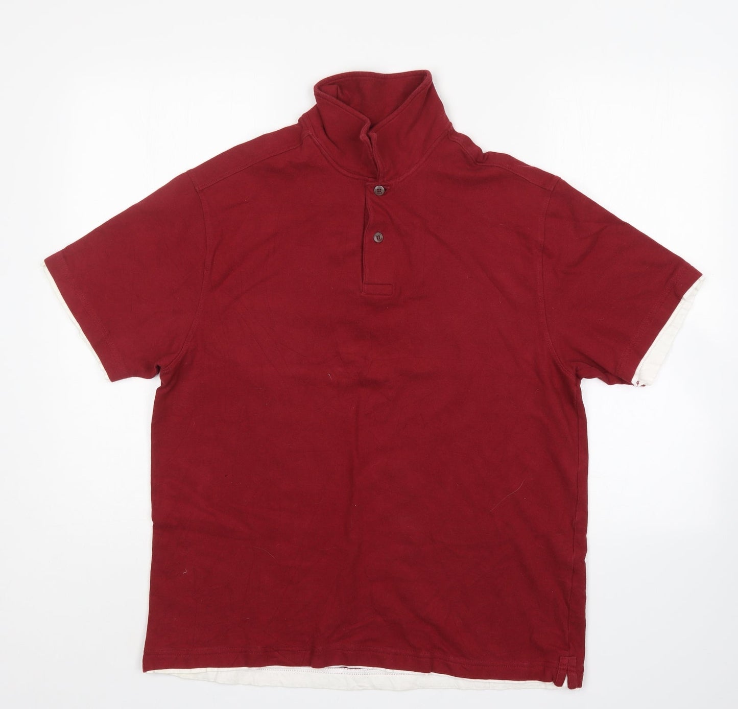 M&S Mens Red  Cotton  Polo Size M Collared