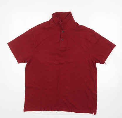 M&S Mens Red  Cotton  Polo Size M Collared