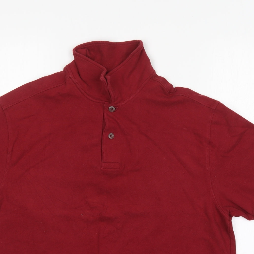 M&S Mens Red  Cotton  Polo Size M Collared