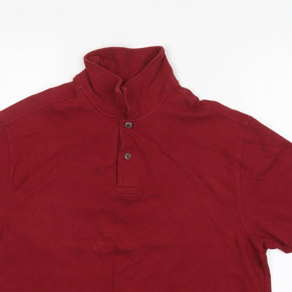 M&S Mens Red  Cotton  Polo Size M Collared