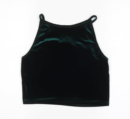 Womens UK Size L Pins & Needles Green Cropped Tank