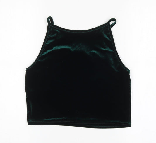Womens UK Size L Pins & Needles Green Cropped Tank