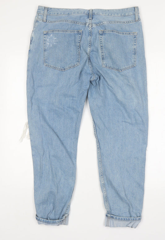 Topshop Womens Blue  Cotton Mom Jeans Size 32 in L27 in Regular