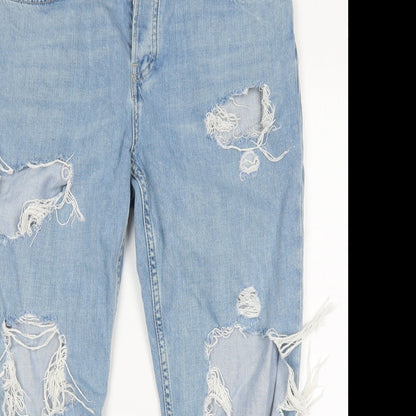 Topshop Womens Blue  Cotton Mom Jeans Size 32 in L27 in Regular