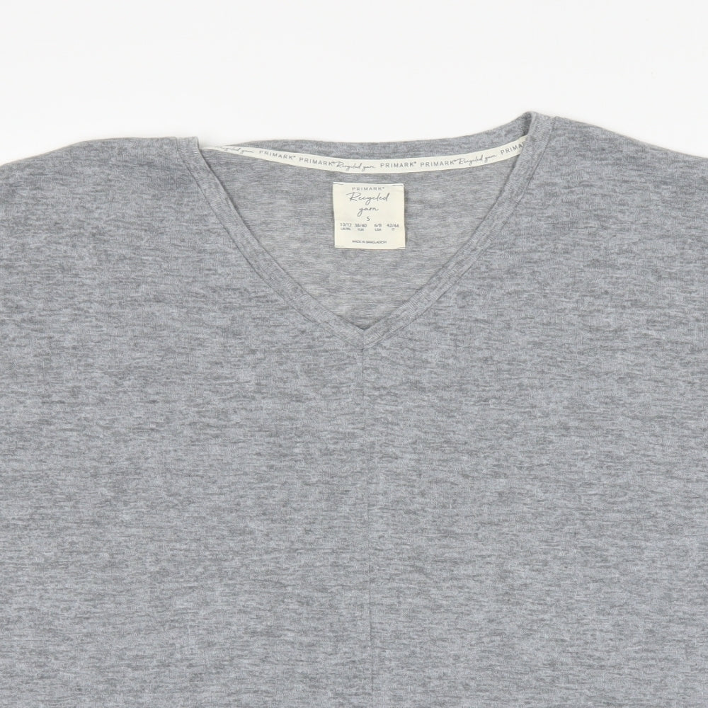 Primark Womens Grey V-Neck  Polyester Pullover Jumper Size S