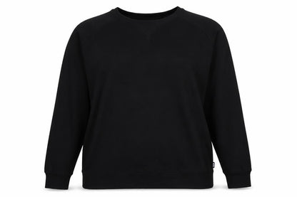 Front view of Bridgeport women’s black polyester pullover sweatshirt, size XL