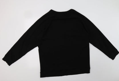 Back view of Bridgeport women’s black polyester pullover sweatshirt, size XL