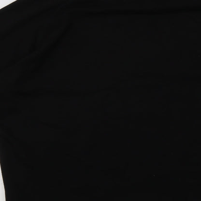 Brand and care label for Bridgeport women’s black polyester pullover sweatshirt, size XL