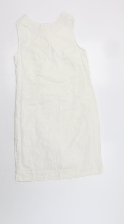 M&S Womens Ivory  Linen A-Line  Size 8  V-Neck