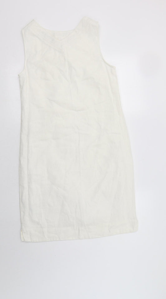M&S Womens Ivory  Linen A-Line  Size 8  V-Neck