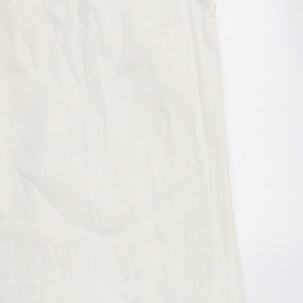 M&S Womens Ivory  Linen A-Line  Size 8  V-Neck