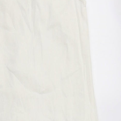 M&S Womens Ivory  Linen A-Line  Size 8  V-Neck