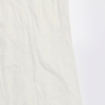 M&S Womens Ivory  Linen A-Line  Size 8  V-Neck