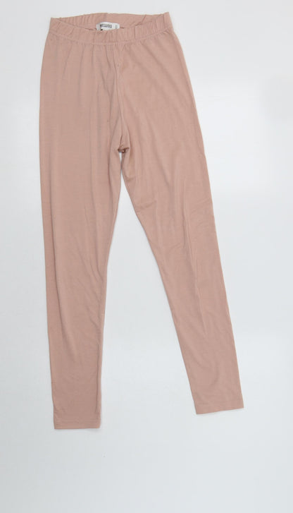 Additional front view of Missguided women’s pink polyester lounge pants, size UK 4