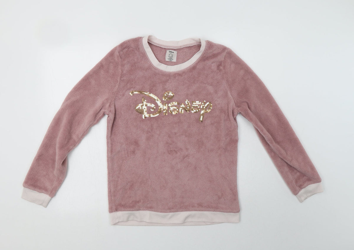 Additional front view of Primark women’s pink polyester top pyjama top, size UK 10, - sequin detail