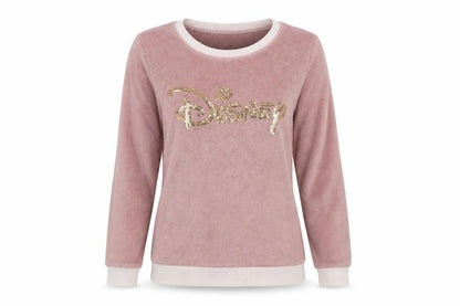 Front view of Primark women’s pink polyester top pyjama top, size UK 10, - sequin detail