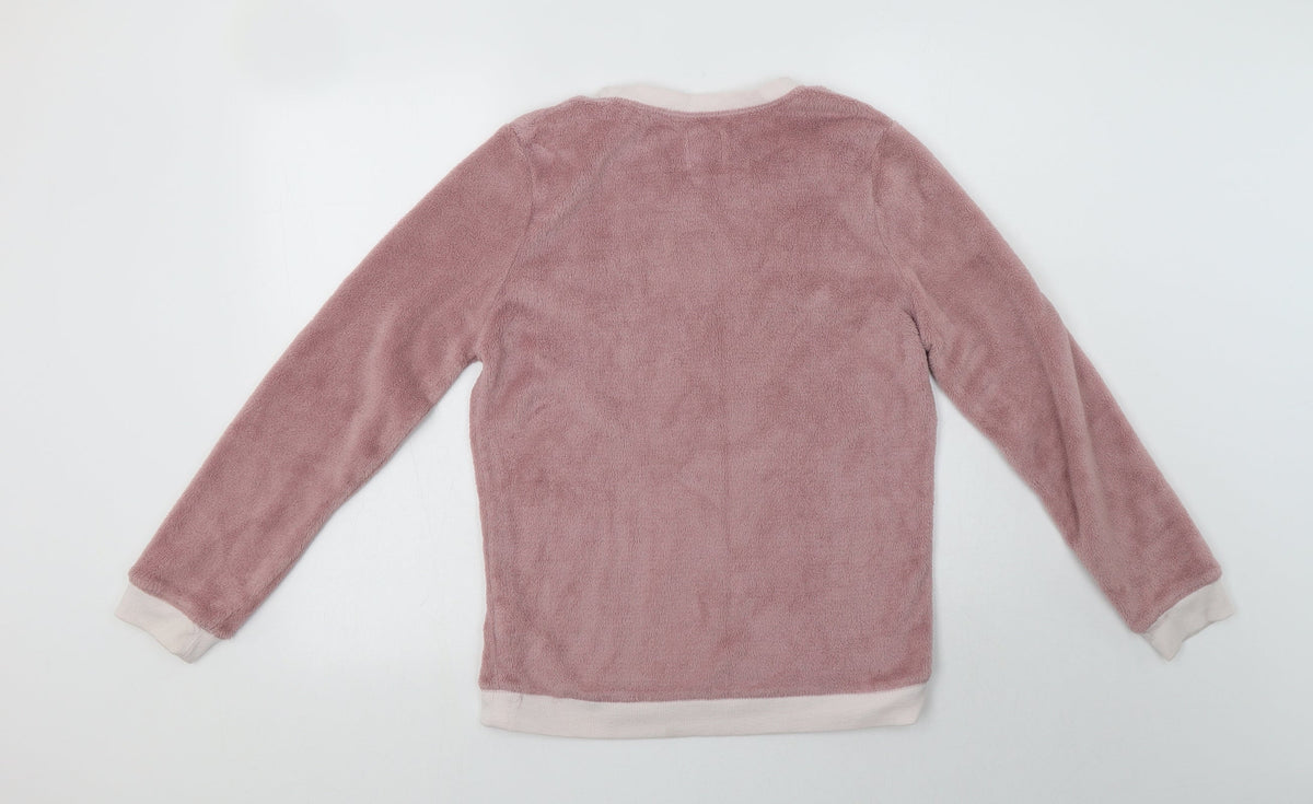 Back view of Primark women’s pink polyester top pyjama top, size UK 10, - sequin detail