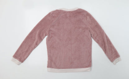 Back view of Primark women’s pink polyester top pyjama top, size UK 10, - sequin detail