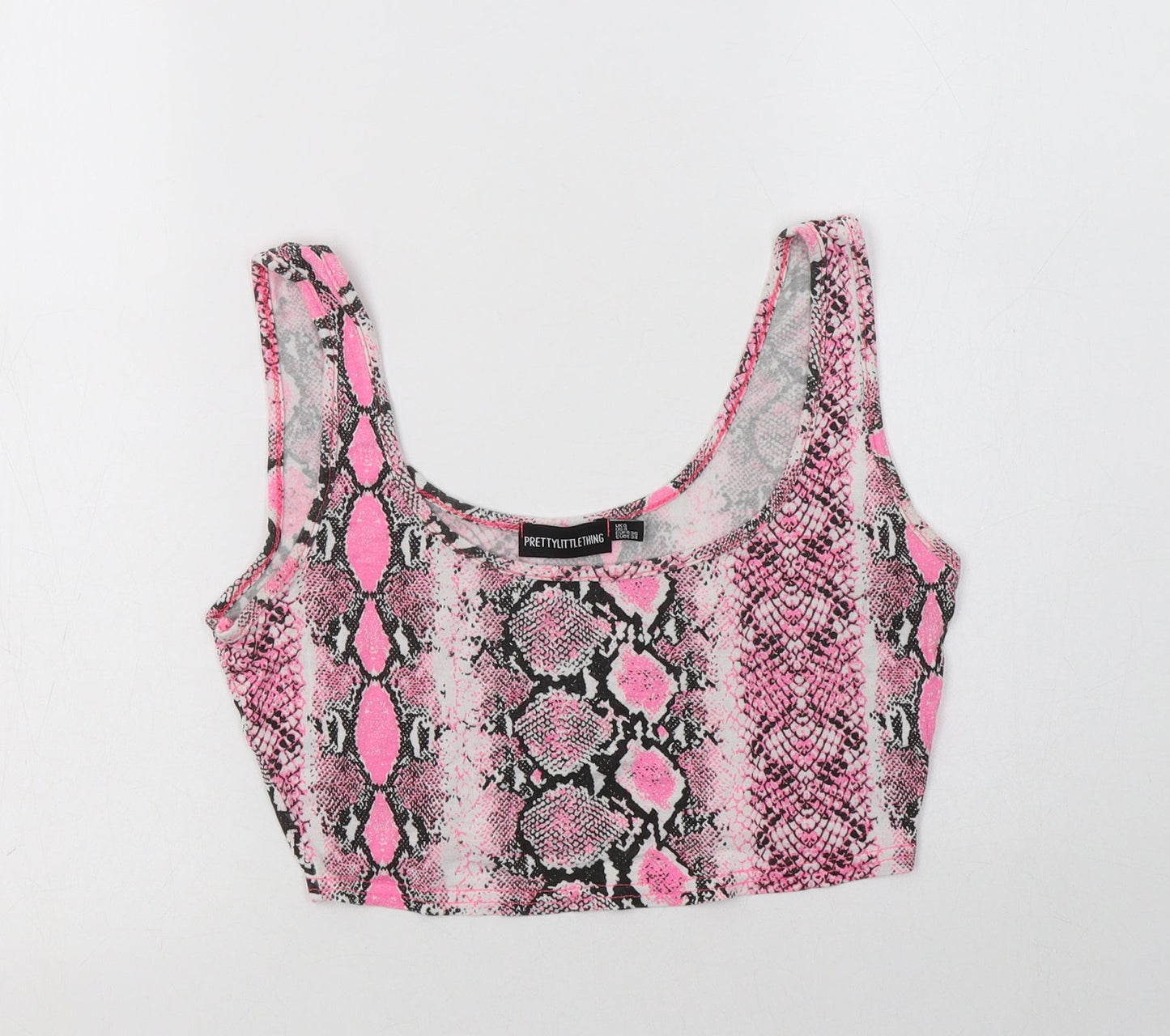 Womens UK Size 8 PRETTYLITTLETHING Pink Cropped Tank