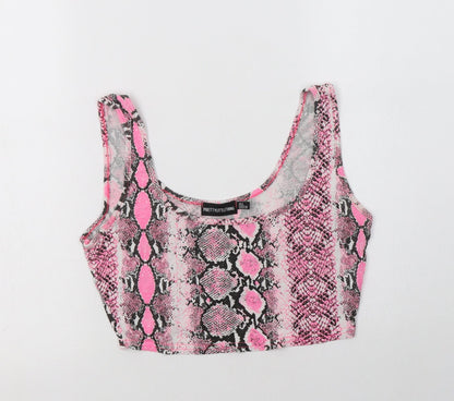 Womens UK Size 8 PRETTYLITTLETHING Pink Cropped Tank