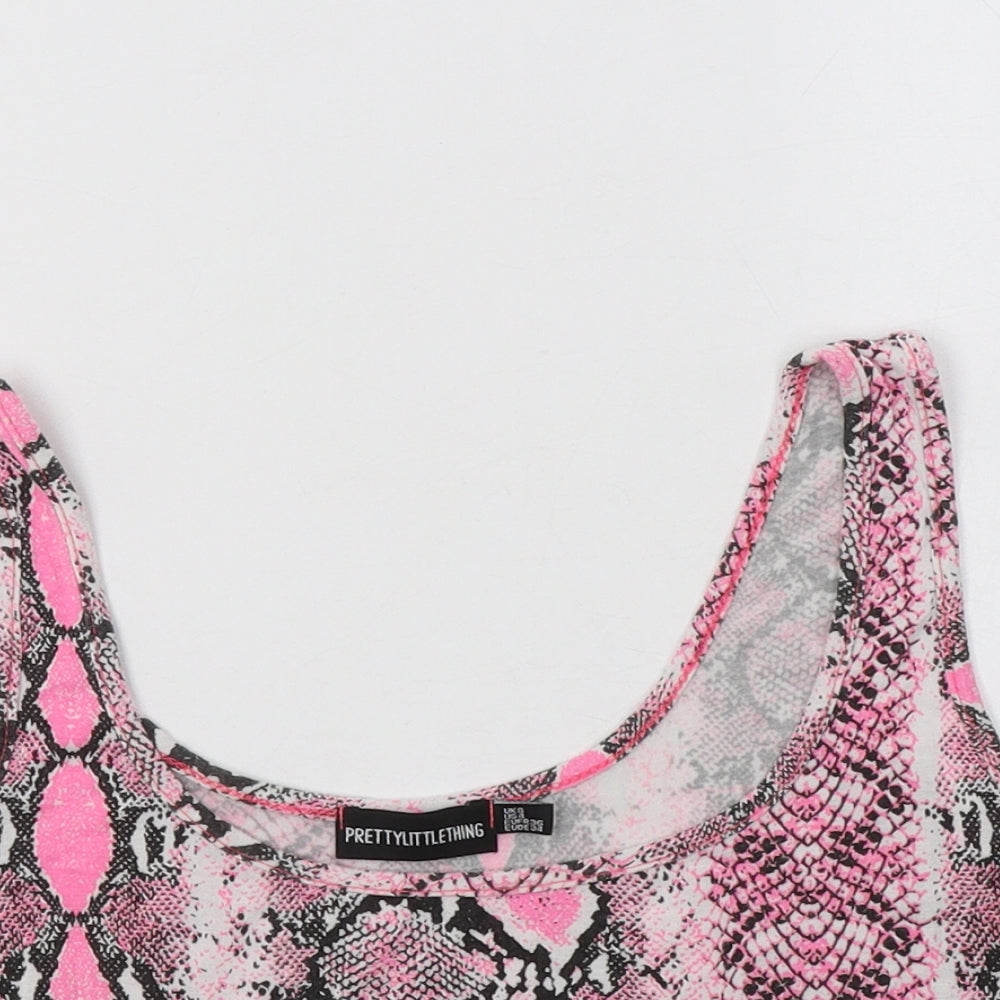 Womens UK Size 8 PRETTYLITTLETHING Pink Cropped Tank