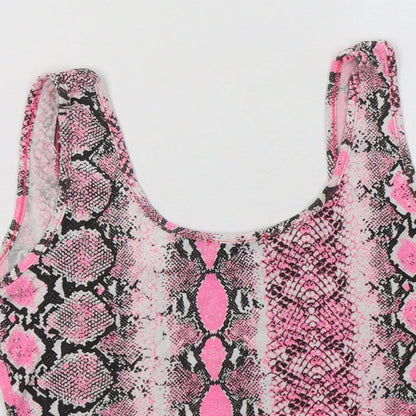 Womens UK Size 8 PRETTYLITTLETHING Pink Cropped Tank