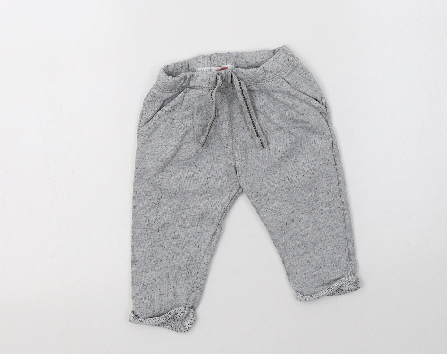Minoti Baby Grey  Cotton Pedal Pusher Trousers Size 6-9 Months  Drawstring