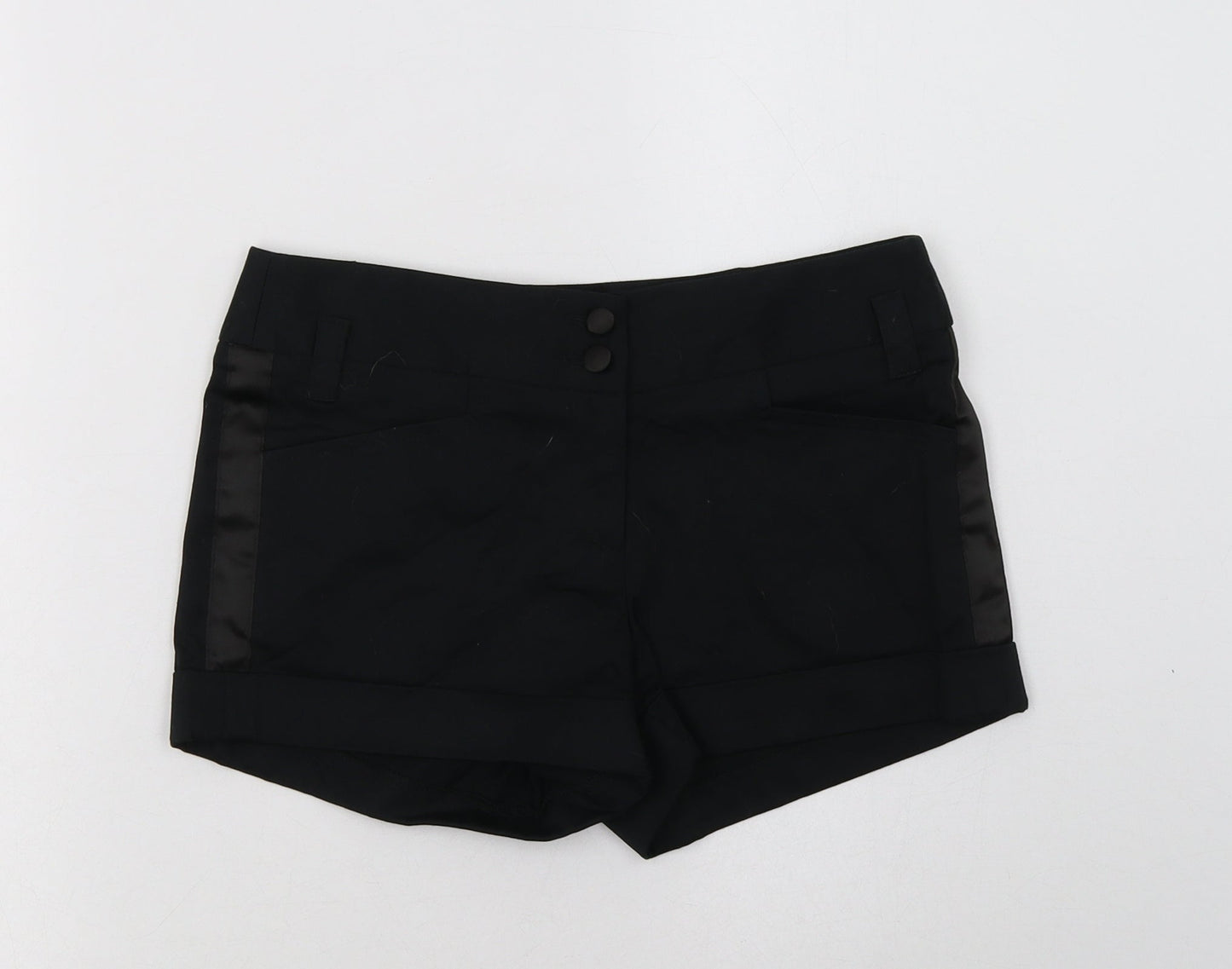 New Look Womens Black  Cotton Chino Shorts Size 6 L3 in Regular Button
