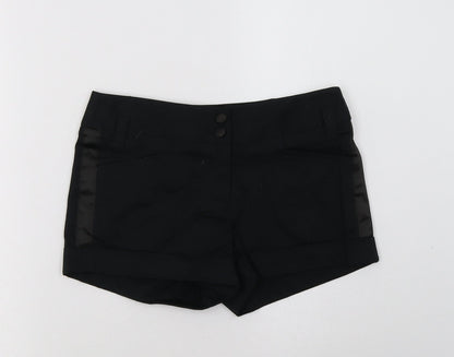 New Look Womens Black  Cotton Chino Shorts Size 6 L3 in Regular Button