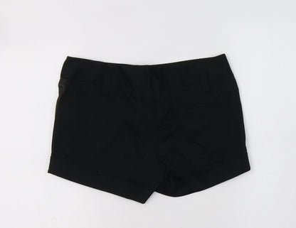 New Look Womens Black  Cotton Chino Shorts Size 6 L3 in Regular Button