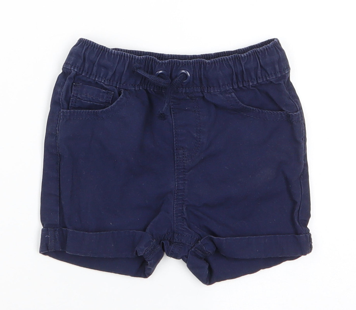 George Boys Blue  Cotton Cropped Trousers Size 12-18 Months  Drawstring - Dark Blue shorts