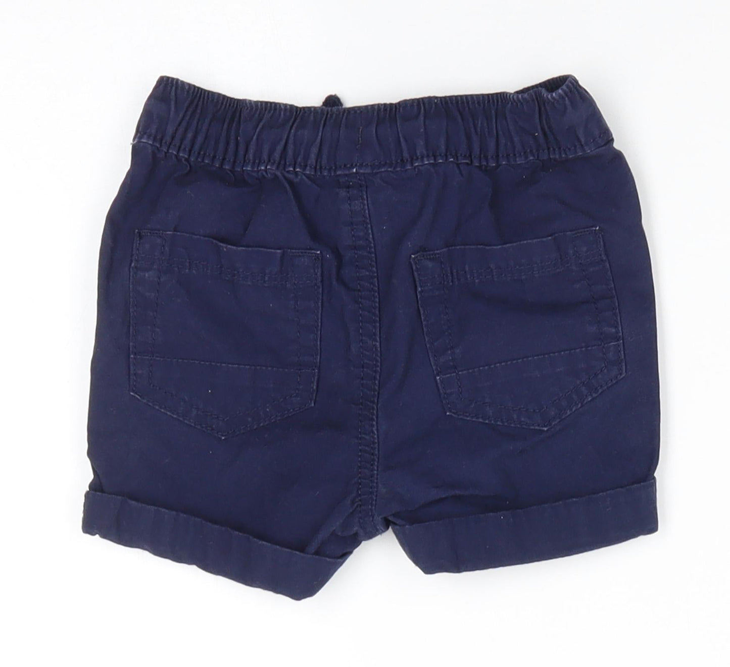 George Boys Blue  Cotton Cropped Trousers Size 12-18 Months  Drawstring - Dark Blue shorts